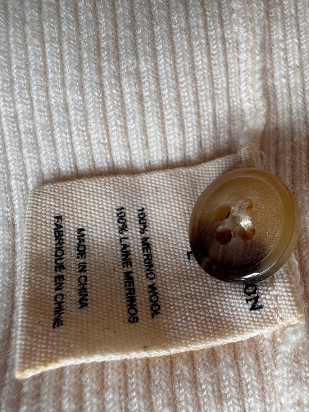 Ulla Johnson Cream Button-Front Ribbed Cardigan - Picture 6 of 6